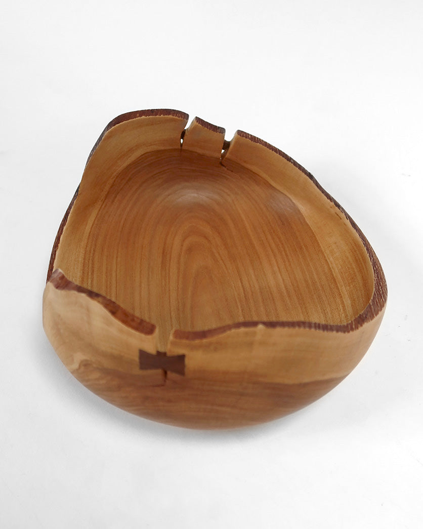 Cherry wood bowl with butterflies
