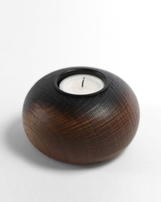 Brændt fyrfadsstage i røget eg