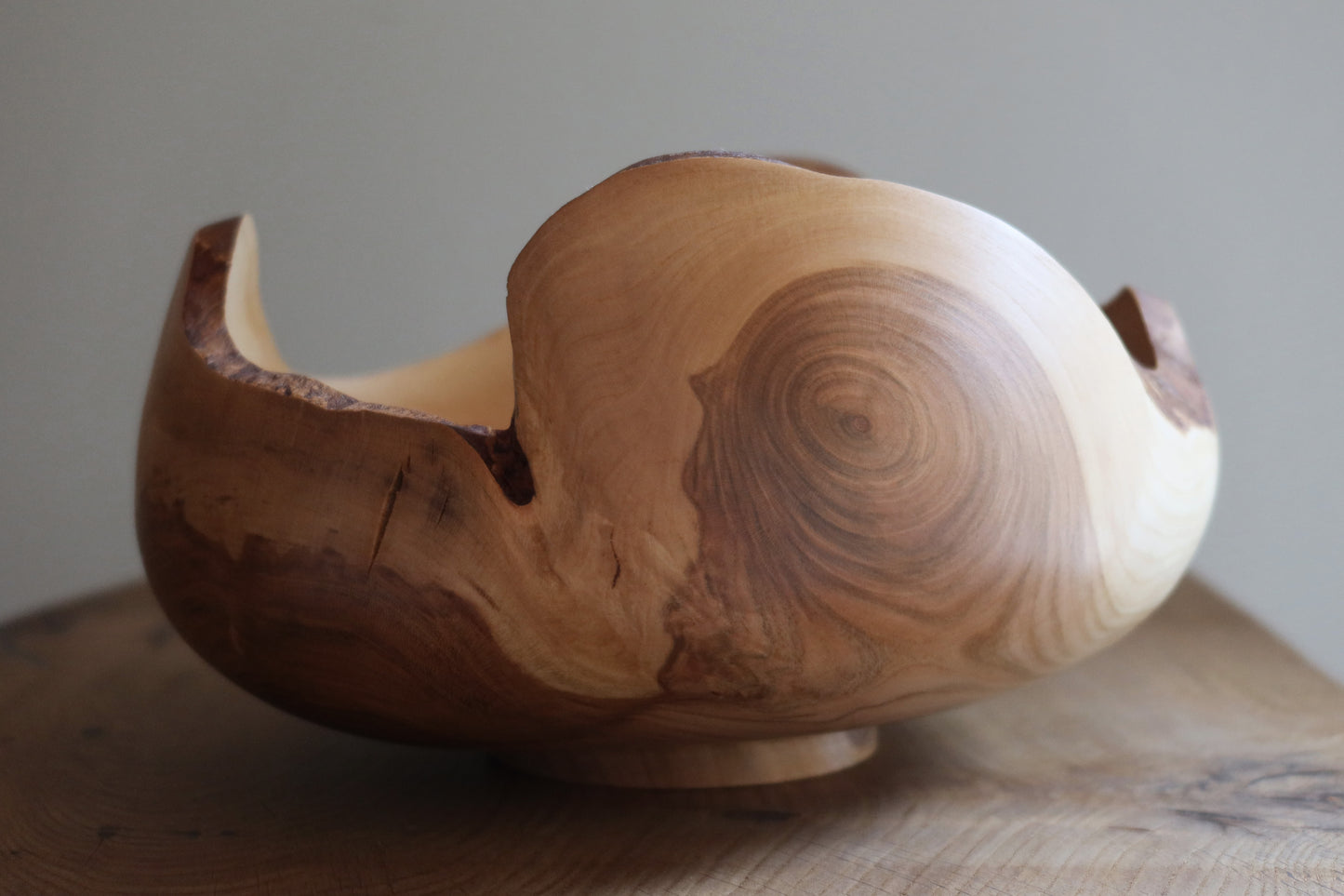Cherry wood bowl with butterflies