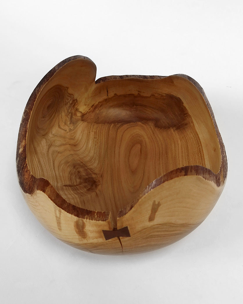 Cherry wood bowl with butterflies