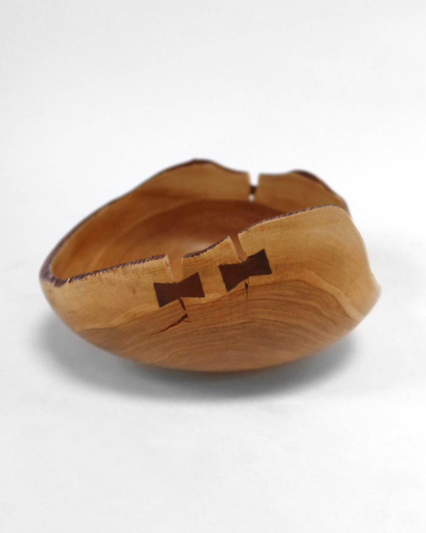 Cherry wood bowl with butterflies