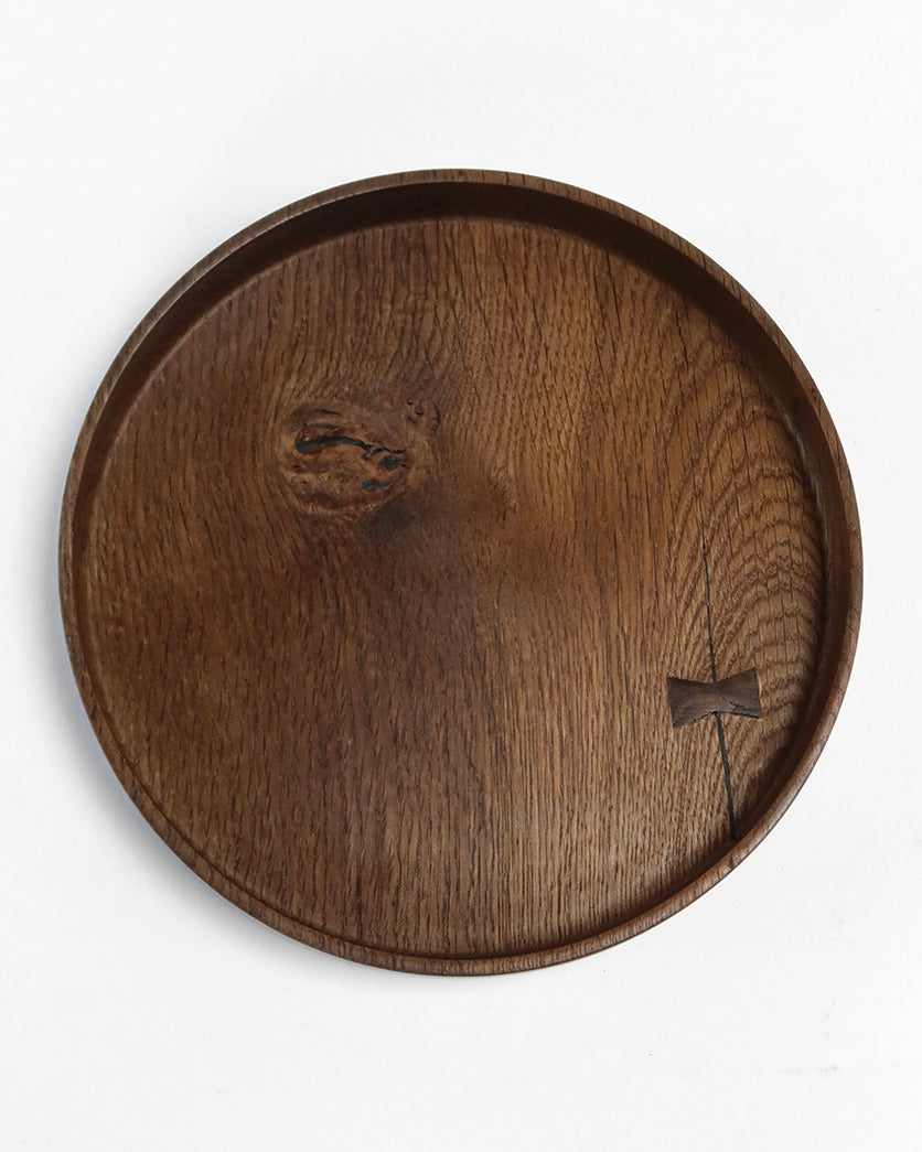 Serving plate in smoked oak, ø23