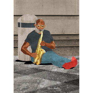 Illustration af saxofonist i Milano